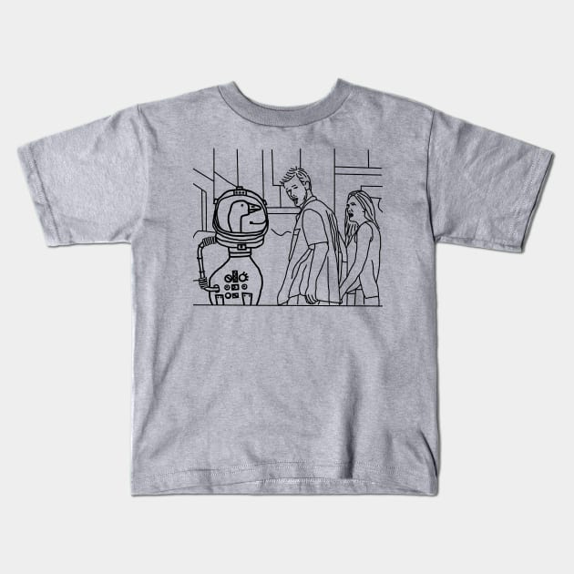 Distracted Boyfriend Meme Sci Fi Astronaut Goose Line Drawing Kids T-Shirt by ellenhenryart